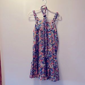 J Crew Sz Lg.  Liberty Fabric sundress with braided straps and matching belt.
